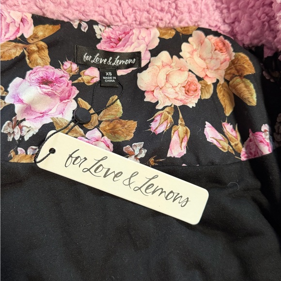 NWT For Love & Lemons Floral Sherpa Jacket - Size XS - Picture 5 of 5